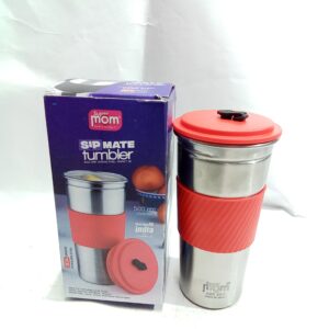 Super Mom Sip Mate Stainless Steel Insulated Travel Tumbler, 500 ml, for Hot & Cold Drinks, Silicone Grip, with Lid